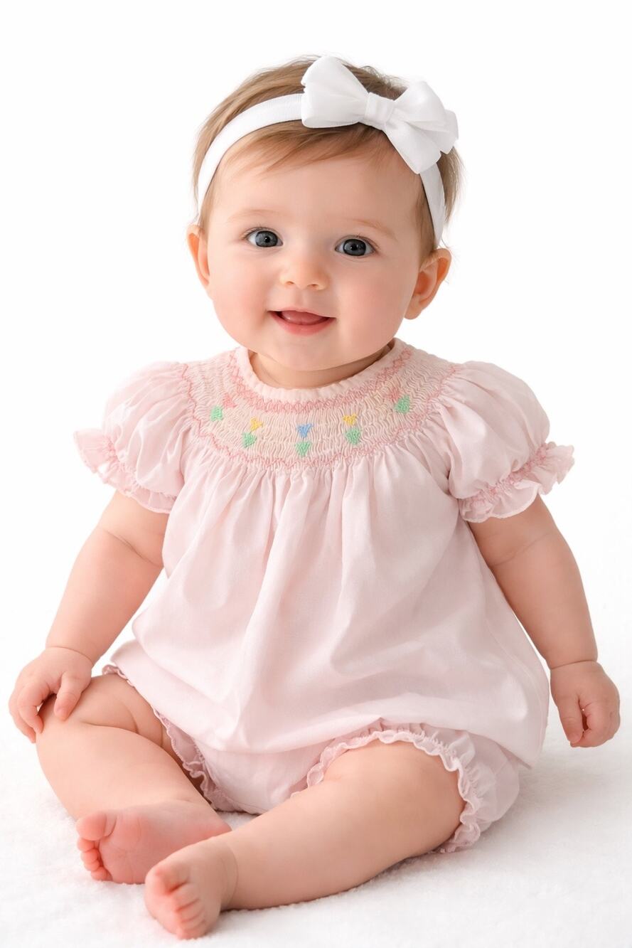 Carriage Boutiques Y2K Smocked Baby Dress Set Pink 3M Floral